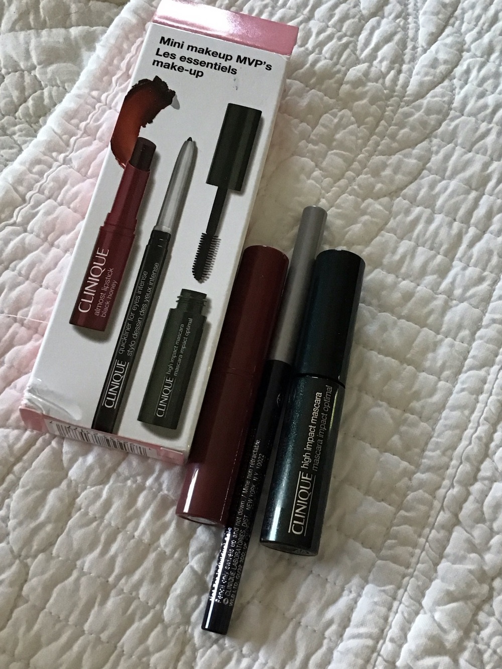 Clinique Mini Makeup Set Almost Lipstick Black Honey Quickliner Intense Black